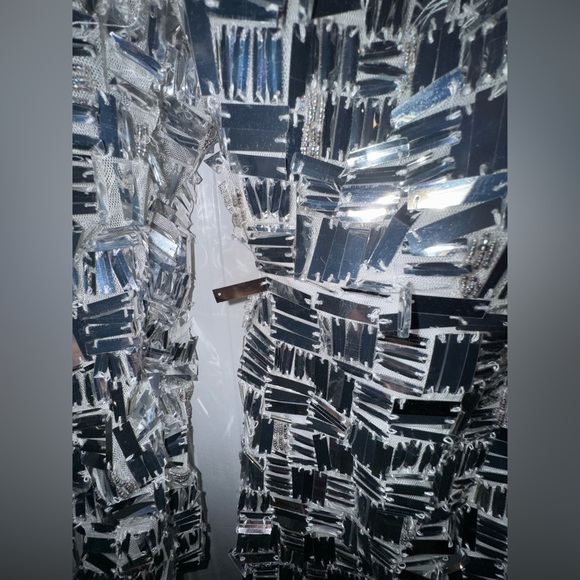 Worn once - ASOS Silver Sequin Long Sleeve Party Disco Dance Dress - Picture 12 of 12